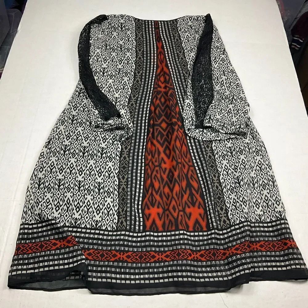Gabby Skye Womens Lace Shift Dress Printed V-Neck 3/4 Sleeve Pullover Size 4 - Picture 9 of 12